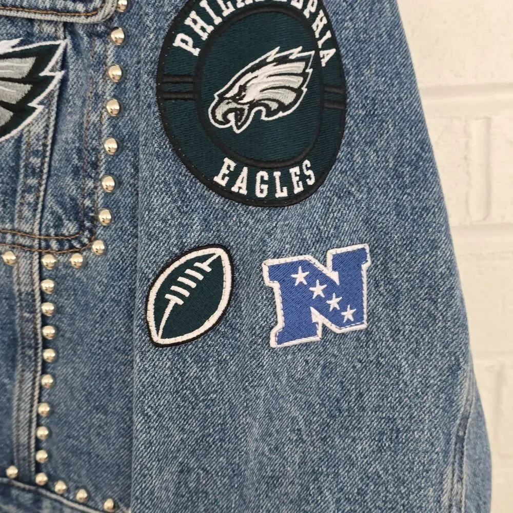 200$ G-III by Carl Banks Women's Philadelphia Eagles Studded Button Jacket Sz. L - Picture 10 of 15